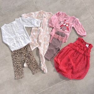 6 Piece Girl's Carters, Vitamins Baby, Baby Gap Mix & Match Bundle - Size 6-9 M